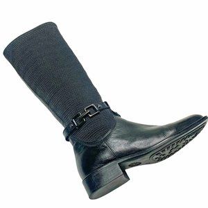AQUATALIA by Marvin K‎ Undy Black Woven Elastane & Leather Riding Boot